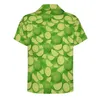 Camisas Casuais Masculinas Verde Limão Estampado Camisa Solta Men Beach Lime Slice Summer Design Manga Curta Harajuku Blusas Oversized