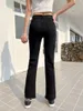 Jeans da donna Y2K Pantaloni da donna in denim vintage a zampa di moda coreana da donna Pantaloni skinny neri a vita alta da donna