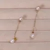 Kolczyki Dangle Natural Pearl Bead Long Chain Hodowlany wisiorek słodkowodnej dla biżuterii Women Prezent 5x50 mm
