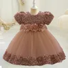 Meisjes Jurken Peuter Baby Pailletten Feestjurken Doop Bruiloft 1 Jaar Verjaardag Boog Prinses Jurk Voor Baby Meisjes Kant Bruidsmeisje Jurk Vestidos 230803