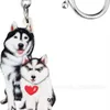 Schlüsselanhänger Schlüsselanhänger Husky Hund Schlüsselanhänger Ringe Neuheit Tierschmuck für Frauen Mädchen Anhänger Auto Charms Großhandel