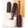 Hair Brushes Profession Hair Comb Natural Boar Bristle Rolling Brush Round Barrel Blowing Curling DIY Hairdressing Styling Tool x0804