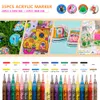 Marqueurs Peinture Marqueurs Stylos Acrylique 12/80 Couleurs 0.7MM 2.0MM Pointe pour Roches Pierre Céramique Verre Bois Peinture Enfants Adultes Art Fournitures 230803