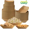 Jednorazowe pojemniki na wynos 50PCSPACK Wytrzymały Kraft Brown Paper Food Trace Smar Szybka przekąska łódź na imprezy 230804