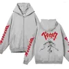 Mannen Hoodie Anime Bererk Volledige Rits Jas Gut Print Zip Up Sweathirt Fleece Lange Mouwen Vest Jas Looe Hooded Y2k