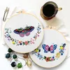 Productos de estilo chino, bordado de mariposas coloridas, costura artesanal, Mini artesanía de jardín para principiantes, herramientas artesanales de punto de cruz (con