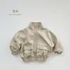 Jacken Cooler Frühlingsmantel Jungen Mode Persönlichkeit Solide Stanzjacke Vielseitige Strickjacke Baby Mädchen Sonnenschutz Baumwollmäntel 230803