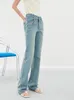 Jeans da donna incrociati a vita alta con cerniera tasche retrò casual Slim pantaloni lunghi blu da donna estivi 2023 All-match