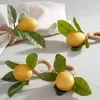 Napkin Rings 10PCS Handmade Yellow Faux Lemon with Vine Ring for Wedding Dinner Party Banquet Serviette Table Decor 230804