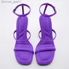 Buty sukienne Traf Slim High Sling Sandals Purple High Sandały na wysokim obcasie 2023 Lato wysokie pięta luksusowe sandały damskie Z230804