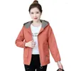 Vestes pour femmes 2023 printemps automne veste décontractée femme mode manteau hauts lâche à capuche fermeture éclair court coupe-vent vêtements d'extérieur broder