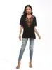 Kvinnors blusar eaeovni Summer V Neck Boho Print broderade skjortor Kort ärm Casual Tops Blus