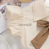 Clothing Sets 2023 New Summer Small Flying Sleeve Shirt Bud pants Twopiece Set Baby Girls Princess Sport Tracksuits Toddler Children Clothing x0803
