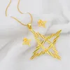 Set di gioielli da sposa Anniyo Croce etiope Collane con ciondolo Orecchini Color oro Ornamenti eritrei # 335506 230804