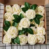 Decorative Flowers 25pcs/box Artificial Blush Roses Realistic Fake W/Stem For DIY Wedding Party Bouquets Baby Shower Home Decorations