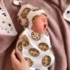 Sacs de couchage nouveau-né bébé Swaddle couverture recevant chapeau tenues bébé bébé enfants sac serviette cap ensemble 2 pc R230804