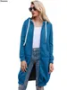 Women's Hoodies Womens Casual Full Zip Up Bekväm Long Tunic Winter Fleece Jackets Fashion Sweatshirt med fickor 5xl