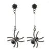 Boucles d'oreilles pendantes couleur noire Vintage Punk araignée pour femmes filles personnalité drôle exagérer bijoux en métal cadeaux