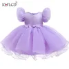 Girl's Dresses children's first birthday princess birthday party dress Sequin bubble sleeve lace mesh fluffy dress communion dinner dress 230803