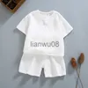 Clothing Sets Summer Clothing Sets Organic Double Gauze Cotton Home Wear Kids Clothes Suit Summer Kids Pajama Short Sleeve Shorts Suit White x0803