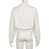 Vestes pour femmes décontracté blanc court 2023 automne Cargo col montant à manches longues fermeture éclair ample sport crème solaire manteaux femmes hauts courts