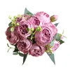 Fleurs décoratives simulées Bouquets de fleurs de Rose Faux 5 tissu coloré artificiel pour la décoration de bureau à domicile