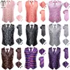 Men's Vests Hi-Tie Brand Silk Mens Vests Grey Black Gold Navy Blue Red Burgundy Jacquard Waistcoat Jacket NeckTie Hanky Cufflinks for Men 230804