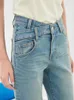 Jeans da donna incrociati a vita alta con cerniera tasche retrò casual Slim pantaloni lunghi blu da donna estivi 2023 All-match