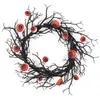 Decorative Flowers Halloween Wreath Deadwood With Led Lights Eyeball Garland For Festive Party Decorations Plastic