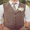 2019 Vintage Farm Brown tweed Vests Wool Herringbone British style custom made Men's suit tailor slim fit Blazer wedding suit257q