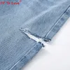 Męska kobieta design dżinsowe spodnie dżinsowe sprężyste jesień styl uliczny Red Cut pełny długość jasnoniebieski zamek błyskawiczny szerokie spodnie nogi 230803