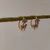 Boucles d'oreilles créoles strass papillon Rectangle acier inoxydable pour femmes minimaliste bijoux délicats étanche