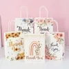 Gift Wrap 10Pcs Floral Design Thank You Kraft Paper Bags For Wedding Birthday Party Packaging Decor Christmas Baby Shower Favors