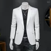 Abiti da uomo ZRUSZR Giacca da uomo slim fit da ufficio Giacca moda solido Abito da uomo bianco Abito da sposa Cappotto Casual da uomo d'affari