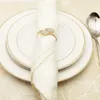 Servettringar ring 12 st metallhållare för bröllopsfest middagsbord dekoration bladgold 230804