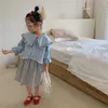 Jackor 2023 Style Girls Boys Ruffles Denim Coat Autumn Cotton Fashion Full Sleeve Kids Jacket 2-8 år