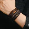 Charmarmband vintage pu läder armband för män flerskikt flätad stekt degvridningar taksträngsmycken