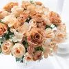 Flores decorativas grande rosa de seda artificial para guirlanda de natal arranjo floral para casamento adereços decoração de alta qualidade
