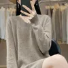 Casual Dresses FRSEUCAG Wool Women's Dress Sweater Long Loose Solid Color Cashmere Knitted V-neck Pullover Simple Line