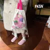 Mochila escolar Mochila com cordão para cachorro de desenho animado para mulheres Kawaii Algodão Y2k Estilo coreano Viagem Compras Mochila para meninas 230804