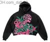 Men's Hoodies Sweatshirts American retro high street Harajuku skeleton rose printing sweater for women y2k loose personality Pantyhose brand lovers Z230804