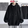 Mens Hoodies 스웨트 셔츠 Lappster 남자 일본 스트리트웨어 Harajuku 후드 그래픽 단단한 유니에 렉스 맨 캐주얼 대형 까마귀 5xl 230803