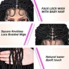 Lace Wigs Faux Locs Braided Wig Curly Hair Hand braided Full Synthetic Crochet Braids with Baby 32Inch Double 230803