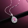 Classic Simple Water Drop Necklace High Carbon Diamond S925 Sterling Silver Cherry Pink Crystal Pendant Niche Jewelry Wholesale