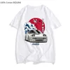 Herren T-Shirts Initial D Anime Grafik T-Shirt Damen Herren Streetwear für JDM Crewneck T-Shirts Tops Y2k Übergroßes T-Shirt aus 100 % Baumwolle weich 230804