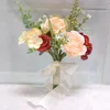 Decorative Flowers High Quality Mini Silk Artificial Outdoor Wedding Holding Bouquet Peony Roses Mixed Pographing Props