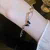 Strand YOUNGX Y2k Sweet Crystal Butterfly Charm Bracelet Fashion Shiny Black Rhinestone Pendant Bracelets For Women Jewelry