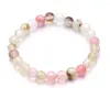 Strand Fashion Natural Gem Stone Round Beded Armband för kvinnor Amazonite Agates Pärlor Bangle Armband Utsökta smyckespresent