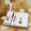 Wedding Jewelry Sets Sunspicems Elegant Morocco Algerian Earring Necklace Ring Bracelet Gold Color Women Africa Bride Gift 230804