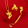 plating gold Women's Fox Ring Necklace Bracelet Three Piece Set Wedding Jewelry Set